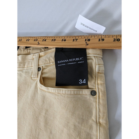 Banana Republic Hi-Rise Straight Ankle Button Fly Jeans Size 34 Poppy New - Picture 4 of 11